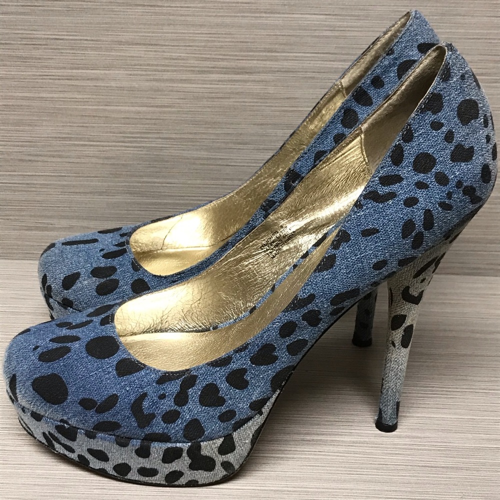 ZiGi-ny Denim Leopard Print Platform Pumps